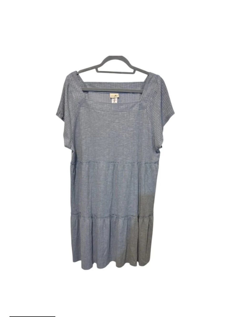 Natural Life Blue Short Sleeve Square Neck Shift Mini Dress